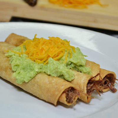 3 Rolled Tacos with Cheese & Guacamole